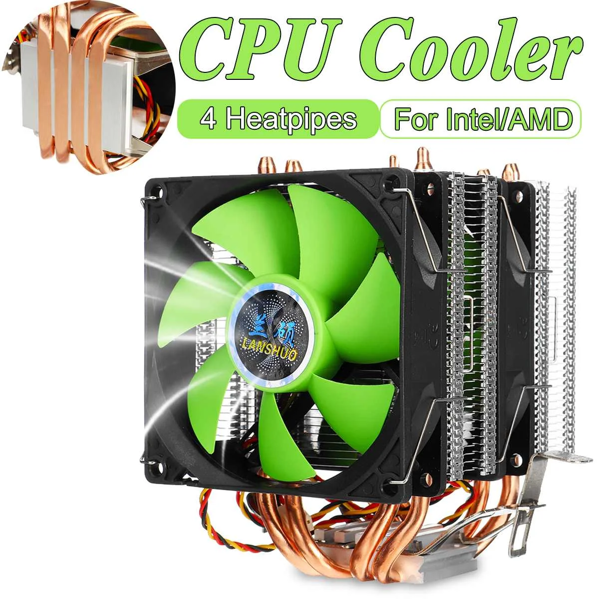 90 см Dual-Башня Процессор Кулер 4 Медь с тепловым стержнем heat pipe охлаждающий вентилятор радиатора для LGA 1150/1151/1155/1156/1366/775 AMD AM3+ AM2