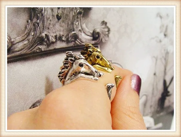 Новое модное регулируемое Винтажное кольцо хиппи лошади животных модные