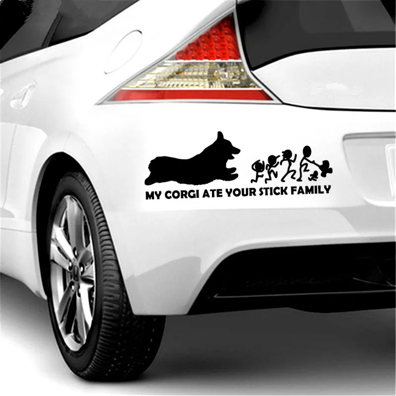 Dog my corgi ate your stick family для авто автомобиля/бампера/окна виниловая наклейка наклейки