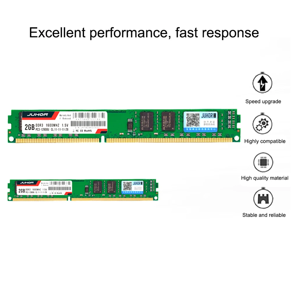JUHOR Оперативная память DDR3 2 ГБ/4 ГБ/8 Гб оперативной памяти, 16 Гб встроенной памяти, 1600 МГц DDR4 4 ГБ 8 ГБ оперативной памяти, 16 Гб встроенной памяти, 2400/2666 МГц U-DIMM PC4-21300 288 pin non-ecc(без коррекции ошибок) Материнская плата памяти Оперативная память