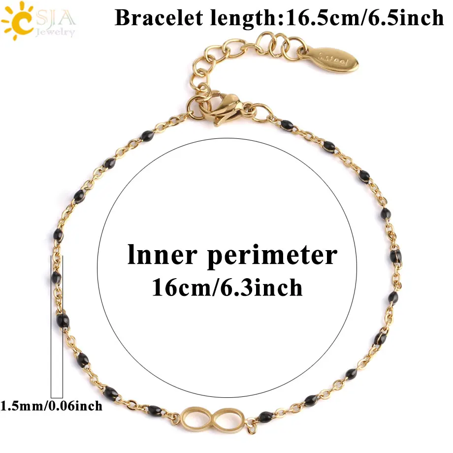 Браслет CSJA Infinity 8 из нержавеющей стали для женщин 2020 браслеты Delica золотистые