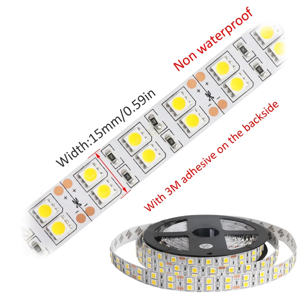 Двухрядные SMD5050 RGB Светодиодные ленты светильник 120 светодиодов/M DC12V гибкие