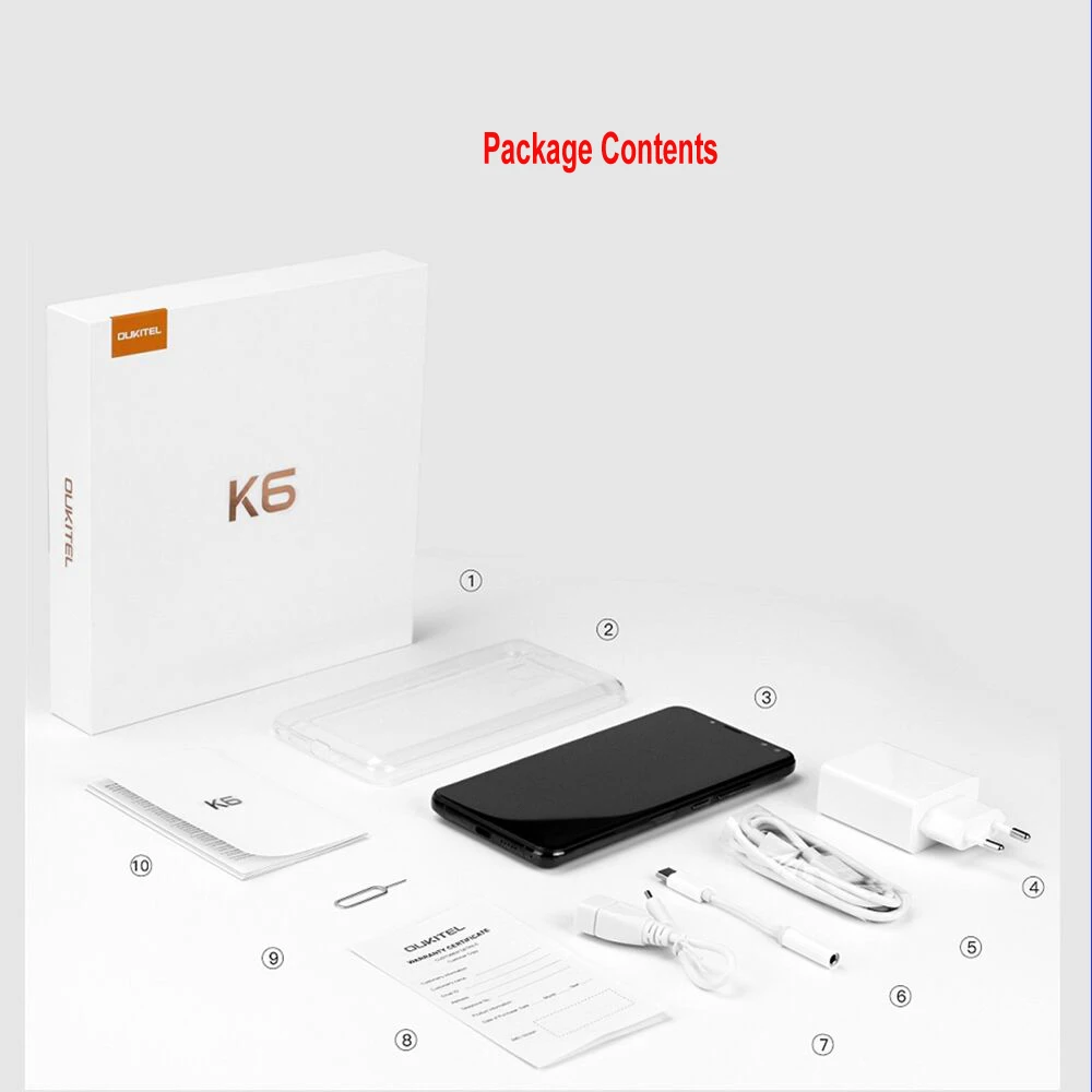 OUKITEL K6 6 ГБ 4G B MTK6763 Octa Core 0 ''смартфон 2160x1080 P Android 7 1 4 камеры 6300 мАч LTE мобильный