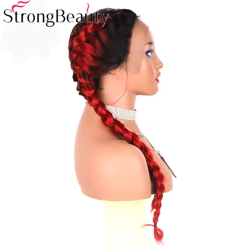 StrongBeauty Синтетический Плетеный кружевной передний парик косички Омбре