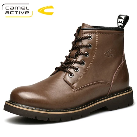 Camel Active/Новые мужские ботинки; сезон осень-зима; повседневные мужские ботинки из натуральной кожи; удобные Молодежные мужские ботильоны - Цвет: Коричневый