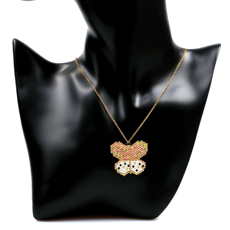 

FAIRYWOO Cute Butterfly Necklace Miyuki Beaded Handmade Jewelry Animals Bird Pendant Gold Stainless Steel Chain Trendy Jewelry