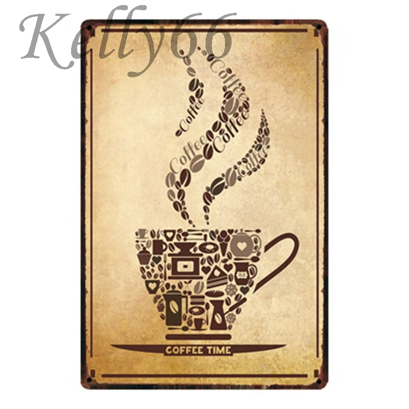 

[ Kelly66 ] Coffee Metal Sign Wall Art Iron Painting 20*30 CM Size y-1413