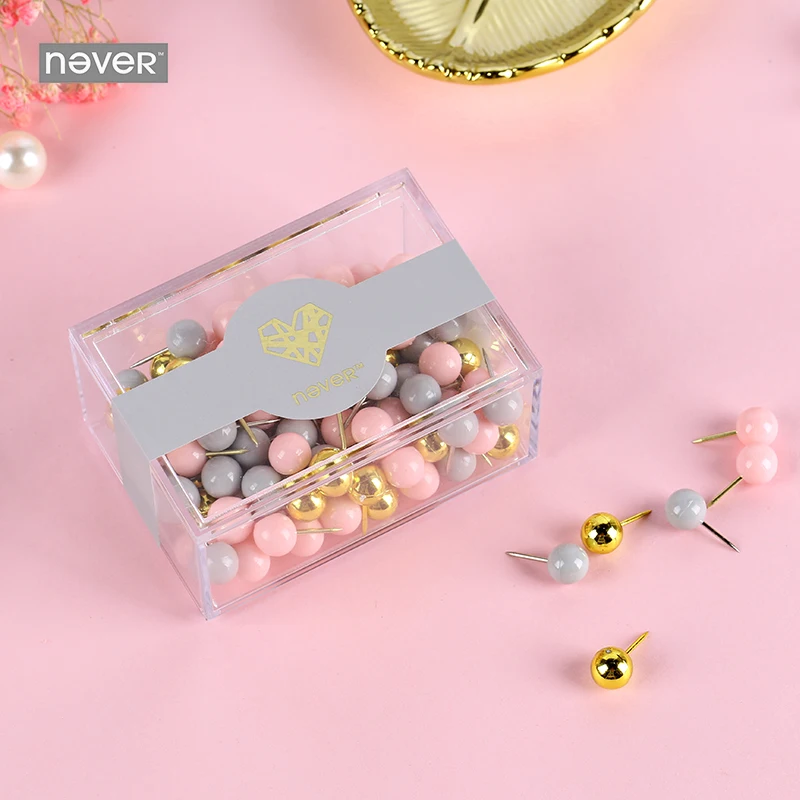 Никогда розовая серия нажимных штифтов золотой палец Tack сообщение пробковая