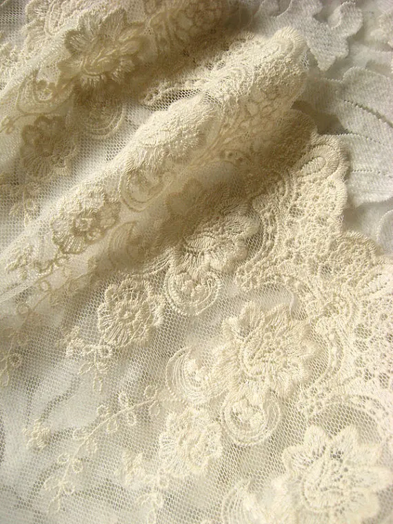 

10 yards Ivory Lace Trim Embroiderd With Retro Flowers Vintage Bridal Gown Lace Fabric Cotton Lace wscx015b