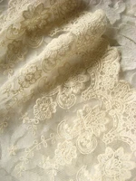 10 yards ivory lace trim embroiderd with retro flowers vintage bridal gown lace fabric cotton lace wscx015b