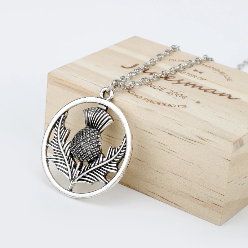 Outlander шотландский национальный цветок кулон ожерелье овальная Шотландия Thistle с