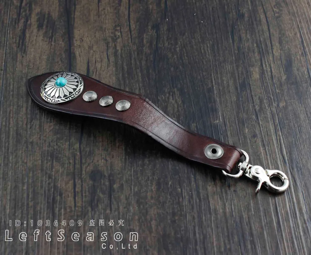 Байкерский бумажник из натуральной кожи ручной работы с цепочкой и держателем