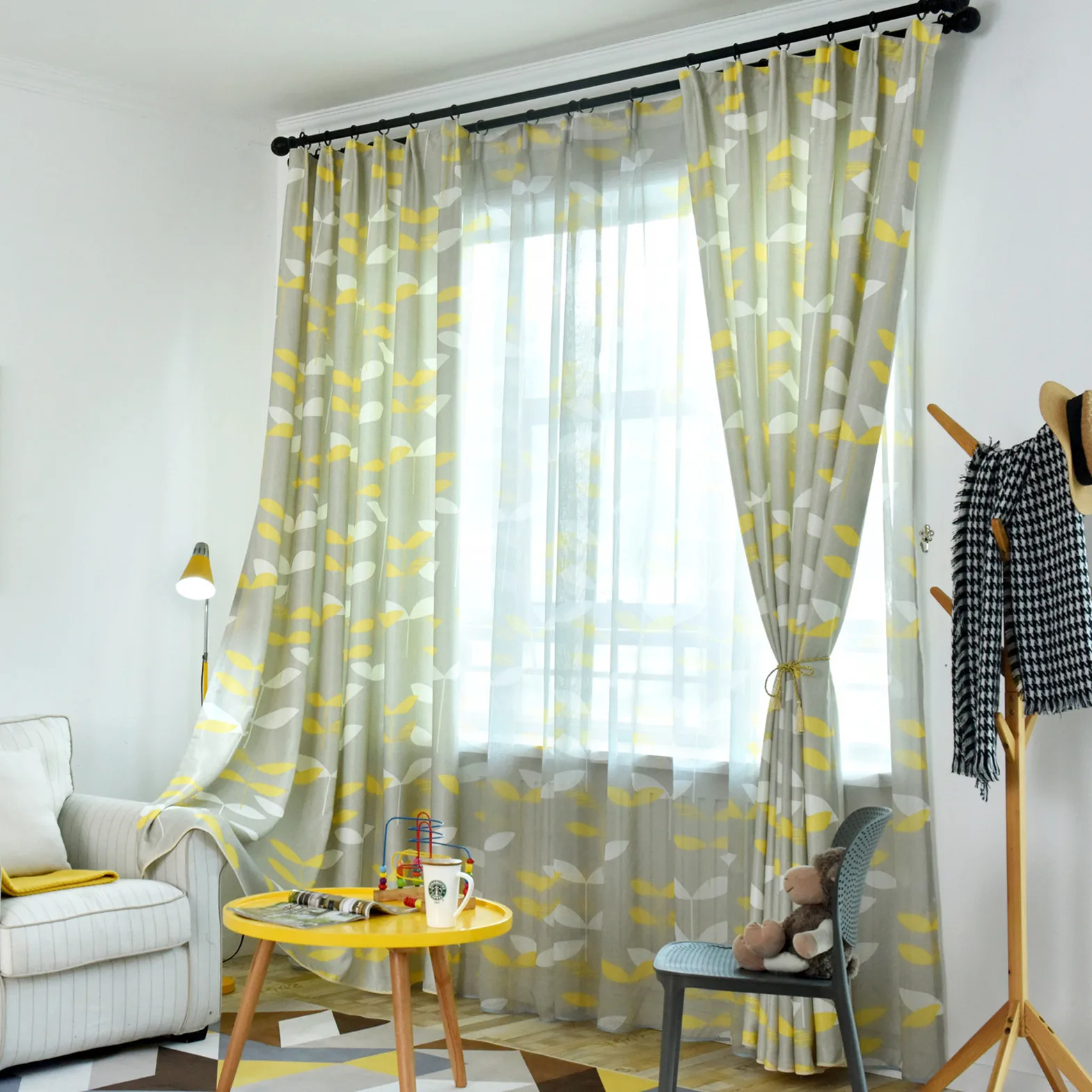 Скандинавская форма больших листьев занавески затененные простые современные