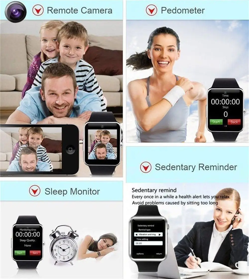Смарт-часы с камерой sim-карты наручные часы Bluetooth Smartwatch Relogio для Apple samsung huawei pk DZ09 X6