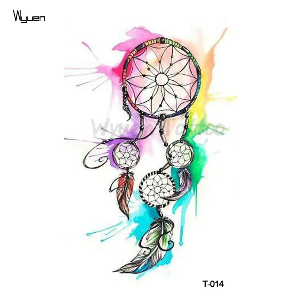 HXMAN Акварельная Ловец снов временные фальшивые татуировки стикер для боди арта