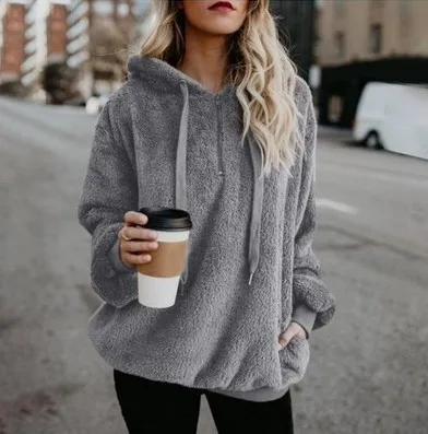 2020 Warm Hooded Sweater Women Thick Pullovers Outerwear Long Sleeve Womens Oversized Jumpers Pull Femme | Женская одежда