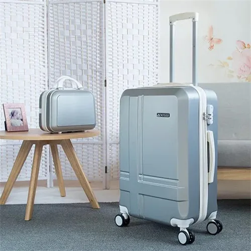 a set KLQDZMS в британском стиле; стильная одежда; партия из 20/24 дюйма Комплект багажных сумок на колесиках с Сумки из натуральной кожи женская тележка, масштабных дорожных чемоданов с косметичкой колеса - Цвет: a set