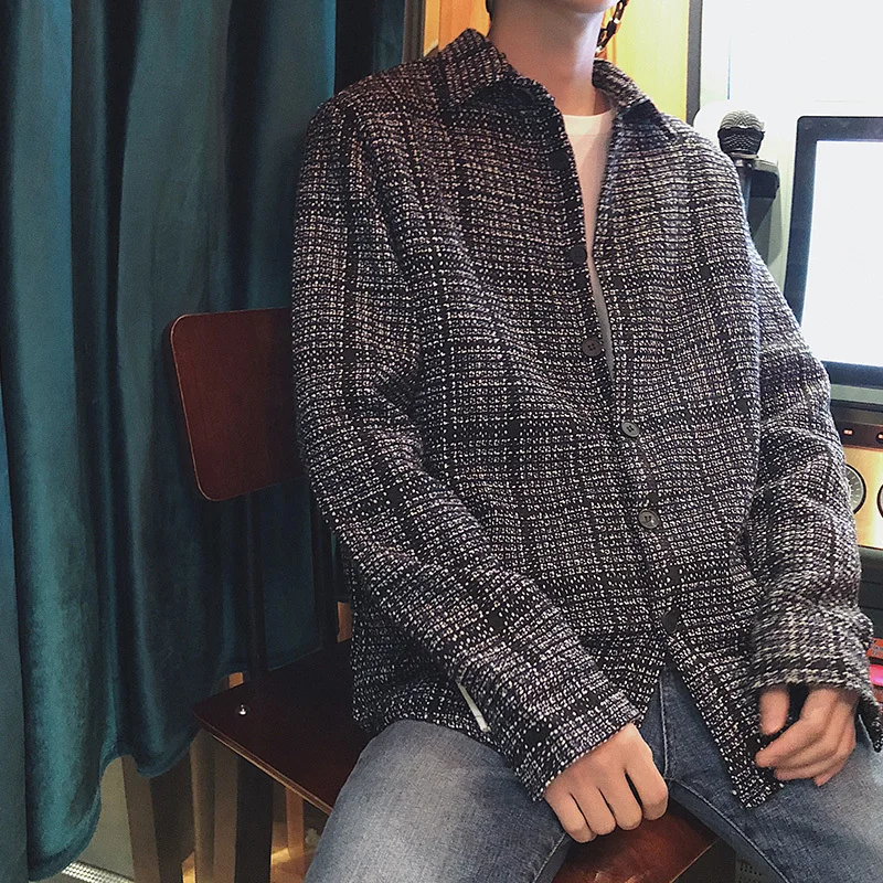 2018 японский классический стиль мужские клетчатые толстые куртки Тип рубашки с