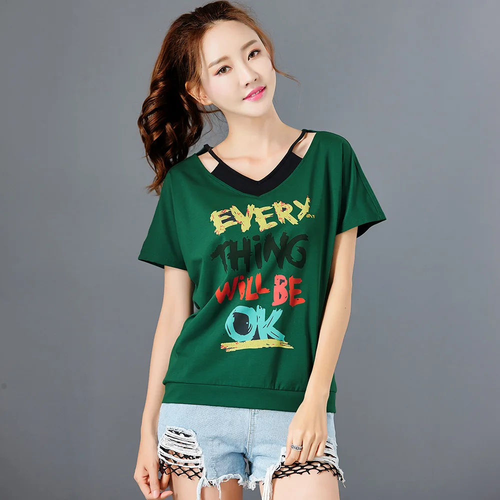 Женские повседневные футболки SOOSSN свободные с коротким рукавом и v образным