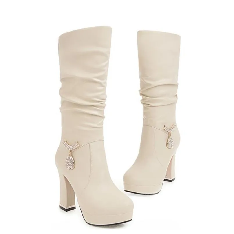 Cresfimix bottes femmes Женские модные высокие сапоги из искусственной кожи высокого