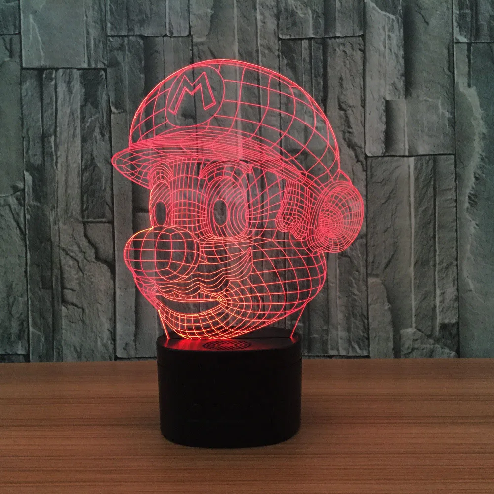 3D светодиодный Лампа накаливания Марио Ночная настольная лампа 7 цветов