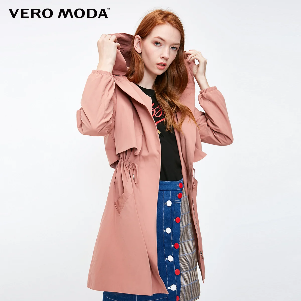 Burlwood red Vero Moda куртка женская Повседневный с капюшоном сплошной цвет молнии Тренч | 318417501 - Цвет: Burlwood red