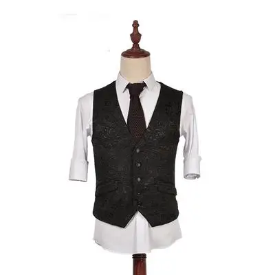 2017 весенне-осенний модный мужской костюм в стиле ретро жаккардовый черный