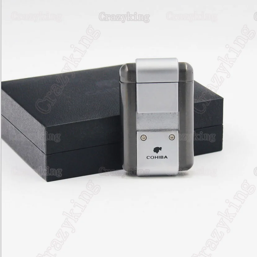 Cohiba широкий короткий креативный металлический 1 факел пламени прикуриватель защищенный от ветра для курения зажигалки - Цвет: Gray