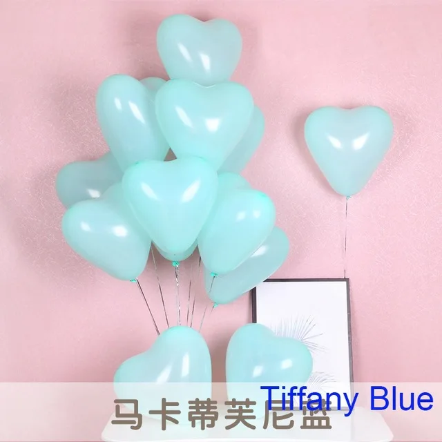 t-blue heart 10inch 100 шт. 5 дюймов 10 дюймов латексный шар Макарон круглый шар сердца Свадебный декор для комнаты свадебный стол воздушные шары для украшения вечеринок - Цвет: t-blue heart 10inch