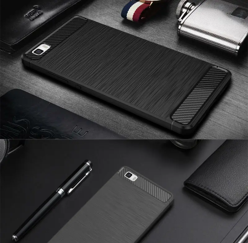 Huawei P8 Lite, силиконовый чехол для телефона, чехол для huawei P8 Lite, роскошный тонкий мягкий ТПУ/углеродное волокно, текстура, противоударный