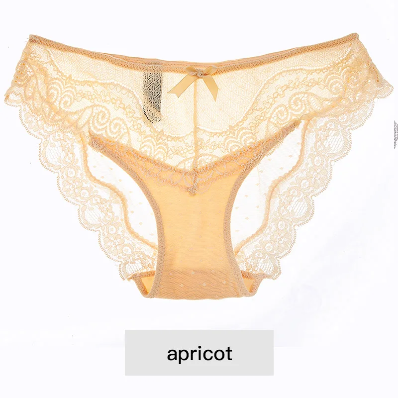 Apricot 8 цветов, сексуальные кружевные мягкие воздухопроницаемые трусики-брифы, женское нижнее белье, женские трусики, прозрачное соблазнительное нижнее белье из хлопка с низкой посадкой - Цвет: Apricot