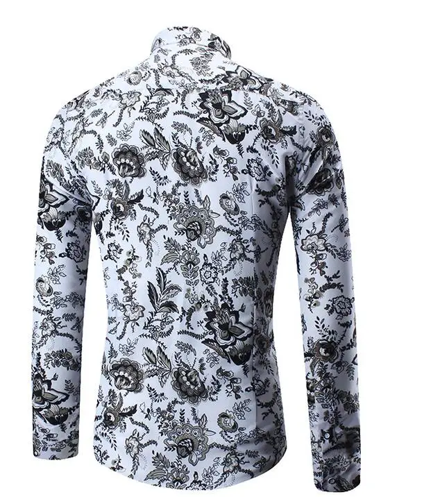 Leappls Casual Shirts Men Plus size M-4XL 5XL fashion Long sleeve Floral pattern Smart camisa social masculina | Мужская одежда