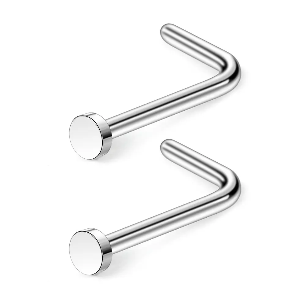 JFORYOU 18G 20G 316L Surgical Steel Nose Stud Ring L Shaped with 2MM Flat Top Piercing Jewelry 2-6PCS | Украшения и аксессуары