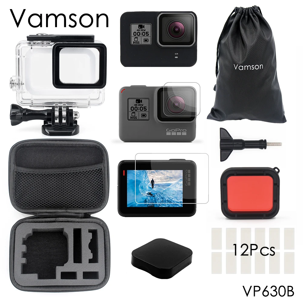 Vamson для Gopro Hero 7 6 5 Аксессуары Водонепроницаемый защитный корпус чехол для дайвинга 45 м защитный для Gopro Hero 6 5 камера VP630 - Цвет: VP630B