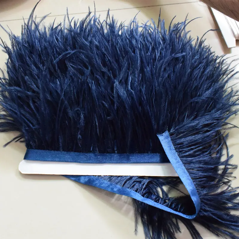 Navy blue Новинка!, высокое качество, для детей возрастом от 5 до 10 метров страусиных перьев ленты, длина пера 8-11 см/DIY Аксессуары - Цвет: Navy blue