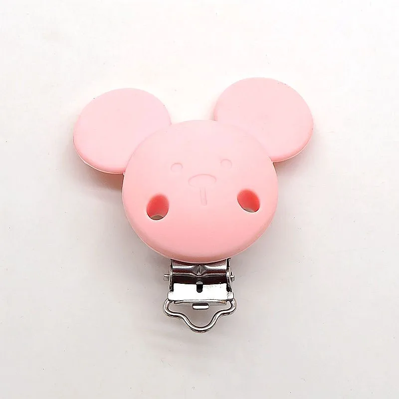 Candy Pink Chenkai 10 шт Силиконовая пустышка с Микки-Маусом, пустышка, цепочка для прорезывателя, держатель, клипсы, сделай сам, Детская мышь, игрушки для кормления животных, аксессуары, BPA бесплатно - Цвет: Candy Pink