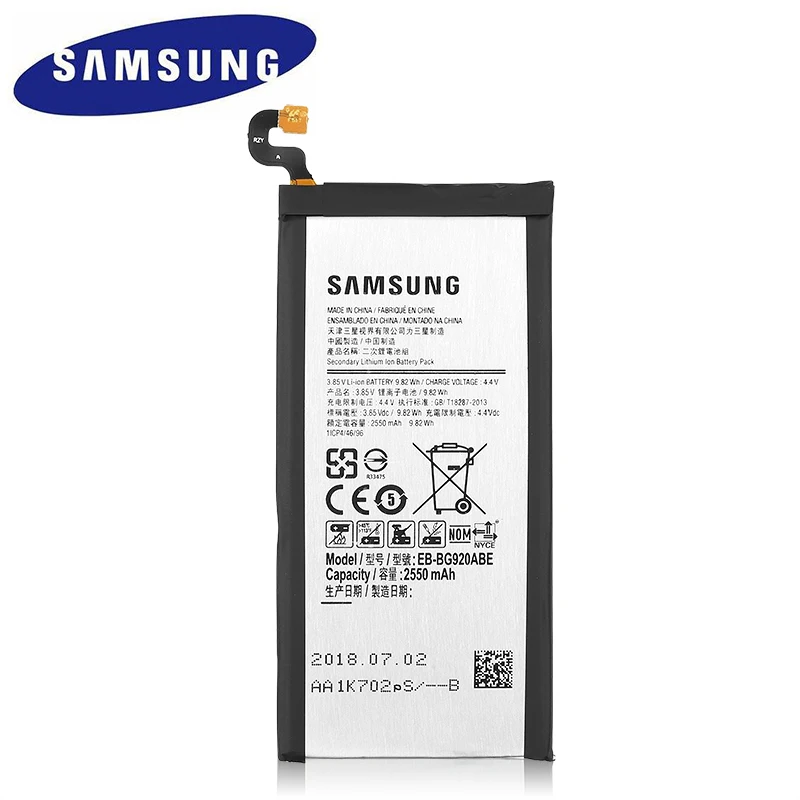 EB BG920ABE оригинальный Батарея для samsung GALAXY S6 G9200 G9208 G9209 G920F G920I G920 G920A G920V G920T G920P 2550 мА