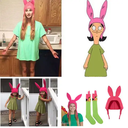 2018 семейная подходящая шапка Louise Bunny Ears Cosplay Beanie розовая для мамы девочки Забавная