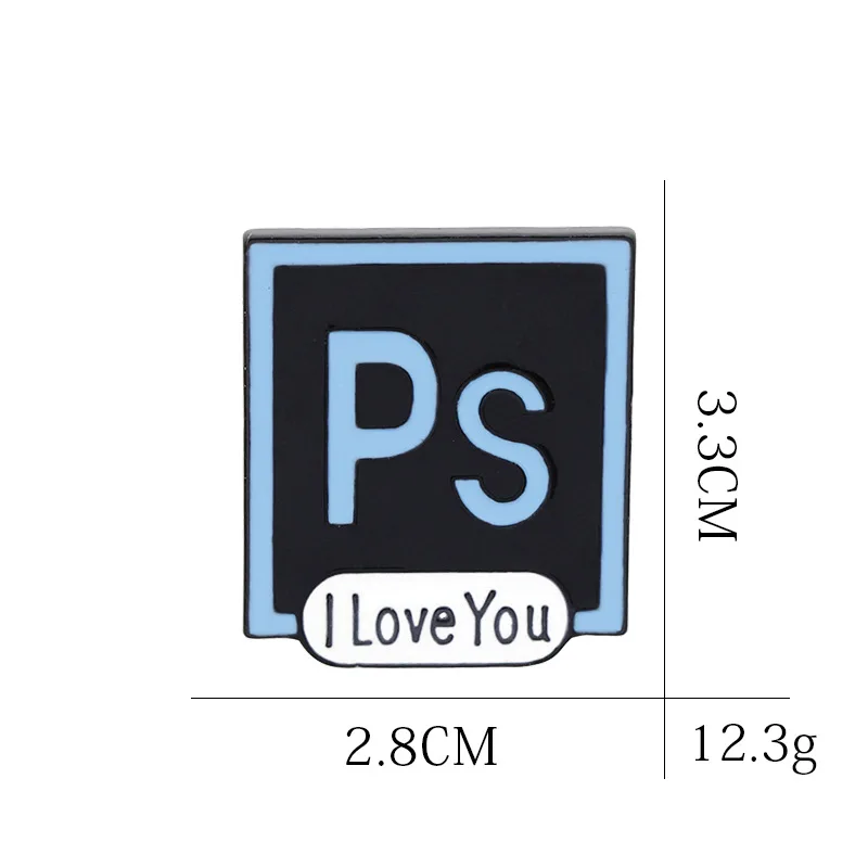 Креативная Мода PS AI металлическая брошь с эмалью Illustrator Photoshop I Love You значок