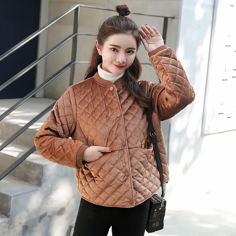 

Women's Cotton Coat 2019 New Gold Velvet Cotton Jacket Winter Short Paragraph Large Size Loose Thick Warm Warm Parker Coat A516