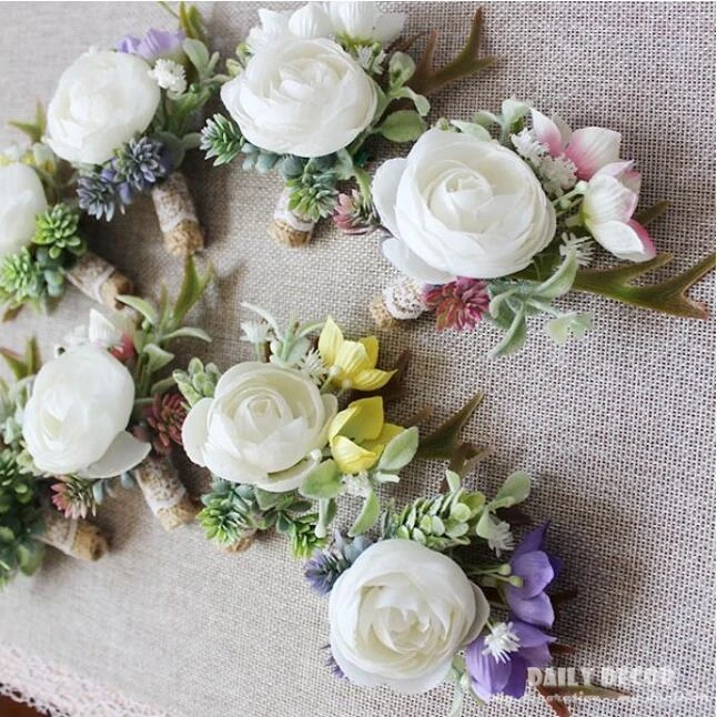 6 шт Искусственные влагозапасающие растения белая роза Свадебные цветы