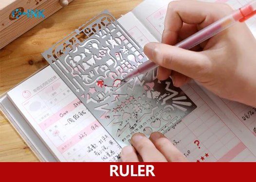 

Металлическая трафаретная линейка для скрапбукинга DIY, портативная металлическая линейка для рисования детей, ежедневная маркировка