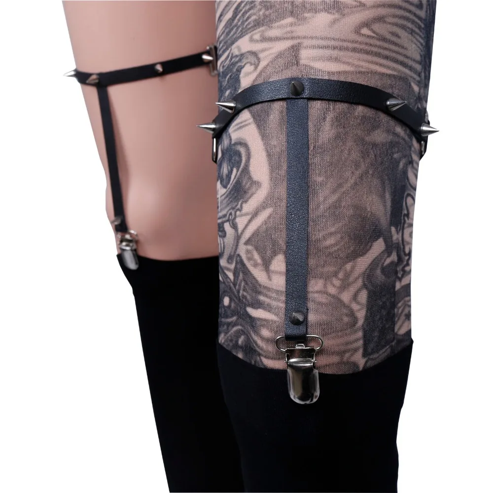 Косплей подтяжки для женщин панк заклепки подвязки жгут мода харадзюку Леггинсы