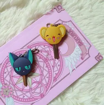 Japanese Anime Kinomoto Cardcaptor Sakura Key Cover Kawaii Cartoon Keychains Silicone Key Cap Covers Cosplay Keychain Rubber Pug