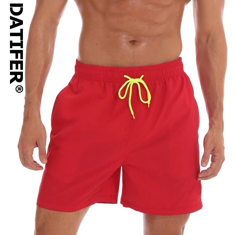 DATIFER, мужские пляжные шорты для плавания, сёрфинга, Maillot De Bain, спортивные мужские пляжные шорты, бермуды, одежда для плавания - Цвет: Красный