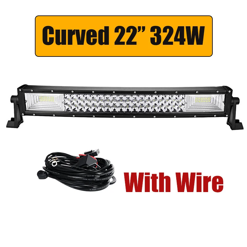 Curved 22inch 324W Auxmart 2" 324 Вт 34" 486 Вт 4" 594 Вт 50" 702 Вт трехрядный изогнутый СВЕТОДИОДНЫЙ световой бар внедорожный рабочий свет комбинированный Луч 4X4 4WD светодиодный бар 12 В 24 В - Цвет: Curved 22inch 324W