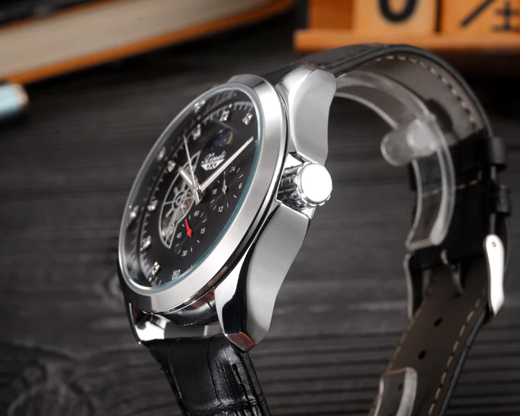 Часы XINDI мужские с кожаным ремешком брендовые автоматические механические