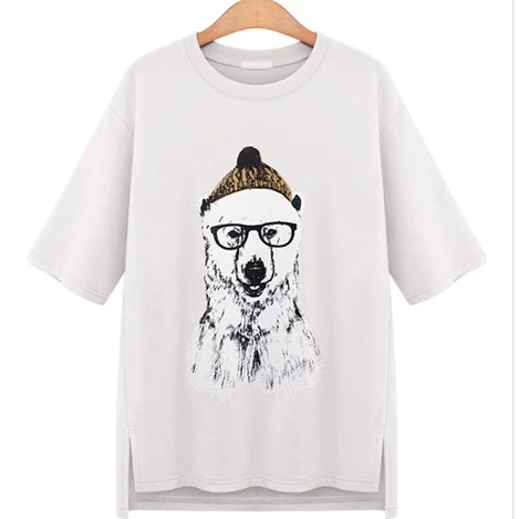 Лето графический собака печать смешные футболки женщины топы для девочки