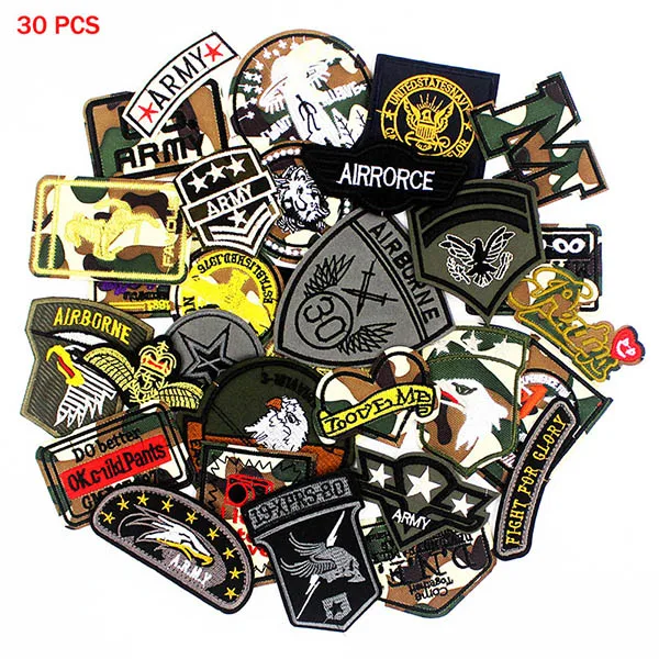 30 pcs mixed 30 шт./лот тактический боевой дух армии нашивки значки Военная Вышивка патч на железе для одежды куртка джинсы аппликация - Цвет: 30 pcs mixed