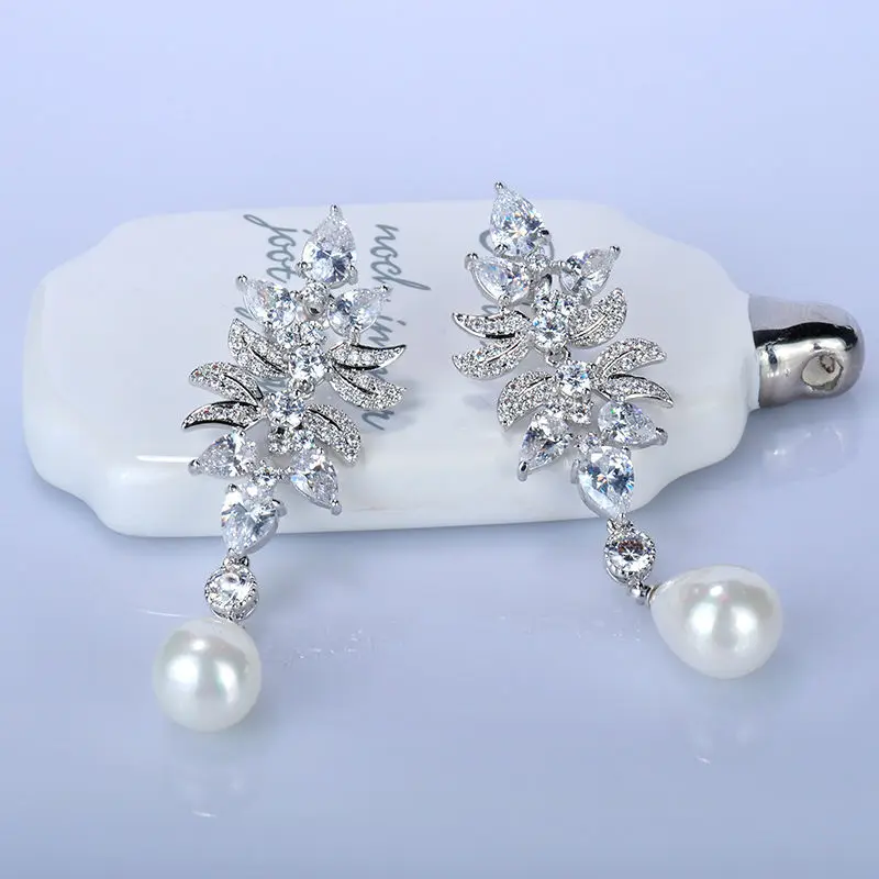 Серьги-подвески высокого качества с фианитом класса ААА женские роскошные